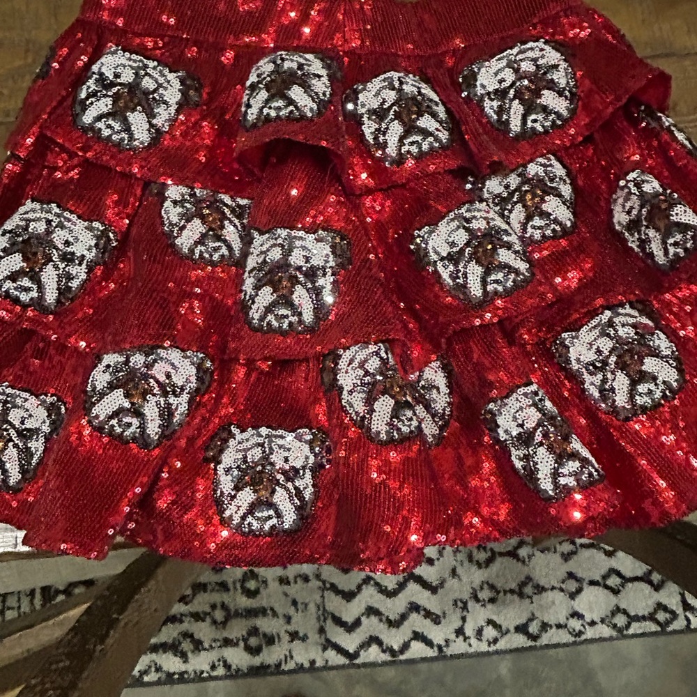QUEEN OF SPARKLES Red Sequin Bubble Mini Skirt